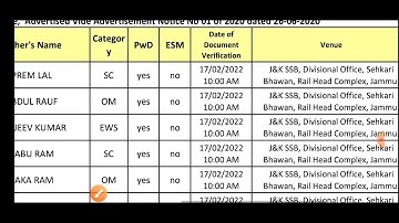 jkssb class Iv DV dates out | check your date for documents verification