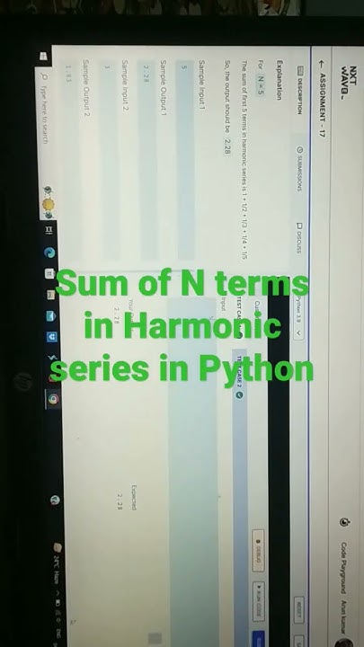 Sum of N terms in Harmonic Series in Python#ccbp - YouTube