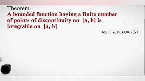 Theorem || Riemann Integral || Finite number of points of discontinuity