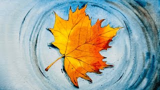The Simple Trick Behind This Watercolor Maple Leaf 🍁 Autumn Watercolor Painting