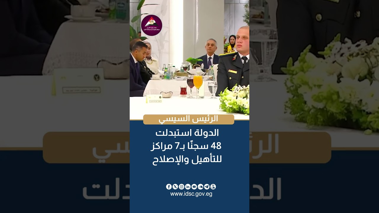 الرئيس السيسي: الدولة استبدلت 48 سجنًا بـ7 مراكز للتأهيل والإصلاح