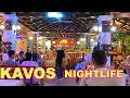 Kavos nightlife  party capital of corfu island greece  walking tour at midnight