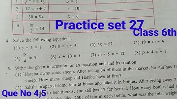 Practice set 27 | Class 6th maths | Que.No 4,5
