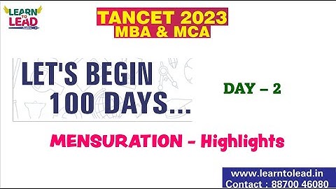 TANCET 2023 | MBA & MCA | DAY 2 | 100 Days Crash Course | MENSURATION TIPS | #tancet2023 #mat2023