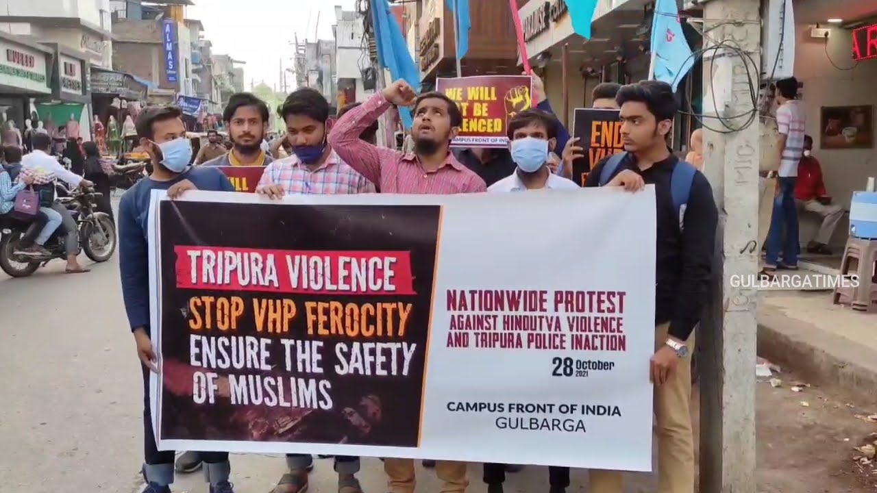 CAMPUS FRONT OF INDIA GULBARGA PROTEST AGAINST TRIPURA  VIOLENCE