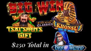 Khonsu , Tsai Shen’s Gift & Blue Wizard Fire Blaze Wins | Chumba Casino
