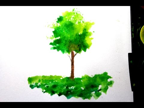 teknik lukis cat  air  dengan spons menggambar pohon  YouTube