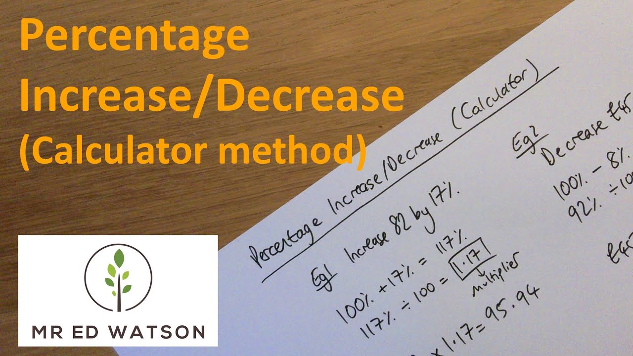 Percentage Increase/Decrease (Calculator method) - YouTube