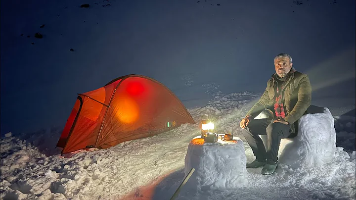 Solo Winter Tent Camping on High Altitude (1900 m)...