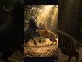 “Aaj tak aisi fight nahi dekhi hogi!” 😳🐅 vs 🐃#tiger #wildlife #shorts #viral indian gaur vs tiger
