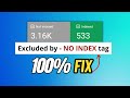 Fix  excluded by noindex tag error in search console solved