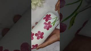 Beautiful glass bottle painting with finger technique. shorts youtubeshorts