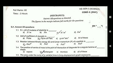 Kalahandi University Physics honours Mechanic Question paper 2021 #kalahandi