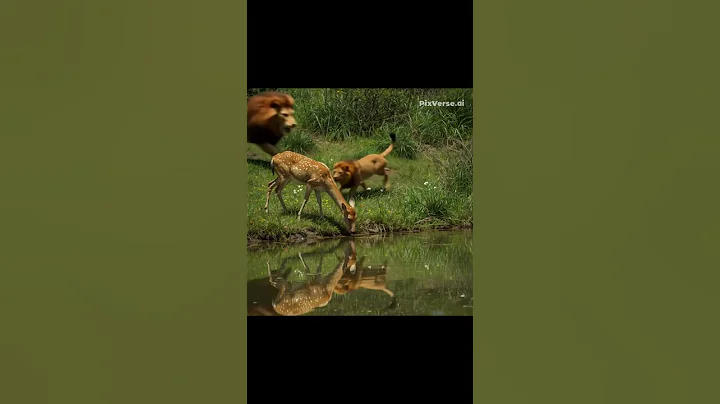 #deer eat the Grass lion actak the 🦌 #aivoice #Ai video #viralvideo