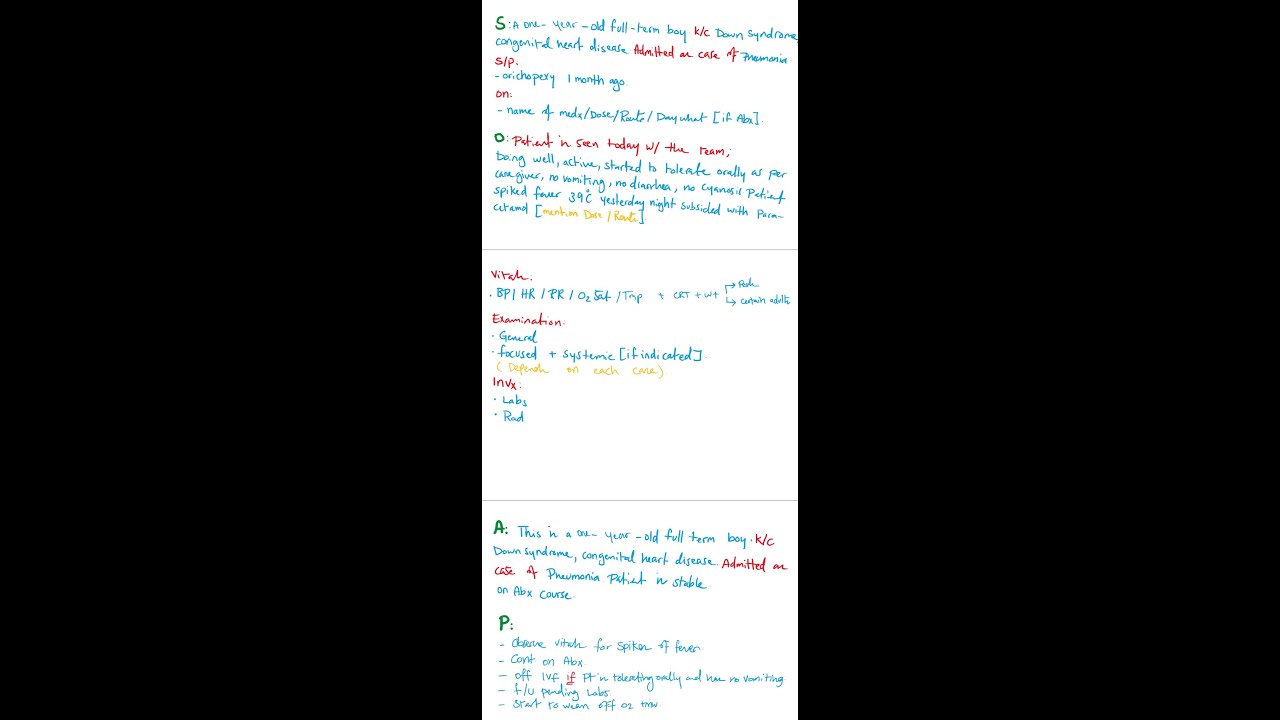 Progress note (SOAP). By: Alhanouf Alabdali / طريقة كتابة التقرير اليومي للمريض