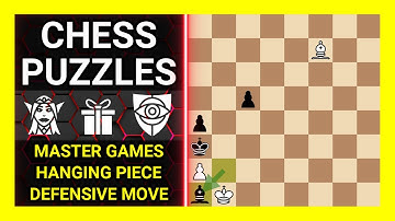 Chess Puzzles to Practice. Themes: Master games, Hanging piece, Defensive move. Learn