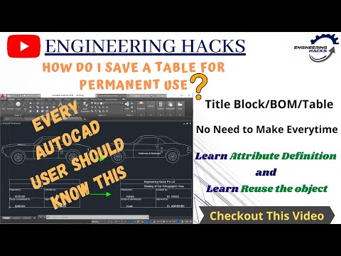 AutoCAD Tutorial in Hindi | ATTRIBUTE DEFINITION | TOOL PALETTES, Basic to Advanced, Lesson-14