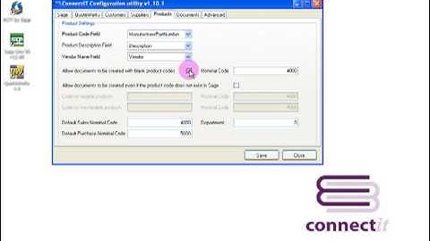 ConnectIt-Sage50 Configuration Products tab
