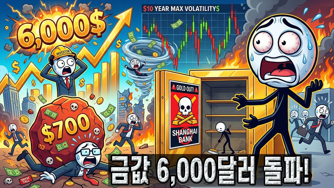 🚨[금고 텅텅] 금값 6,000달러 돌파! 상하이 거대 은행 