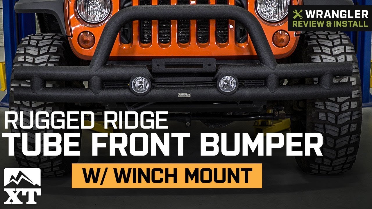 Jeep Wrangler Rugged Ridge Tube Front Bumper w/ Winch Mount (2007-2018 JK)  Review & Install - YouTube