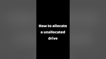 How to allocate an unallocated drive