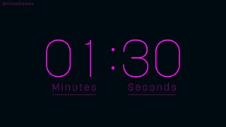 1 Minute and 30 Seconds Countdown Timer with Alarm & Time Markers / Chapters - Rounded - Pink