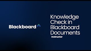 Knowledge Checks in Blackboard Documents