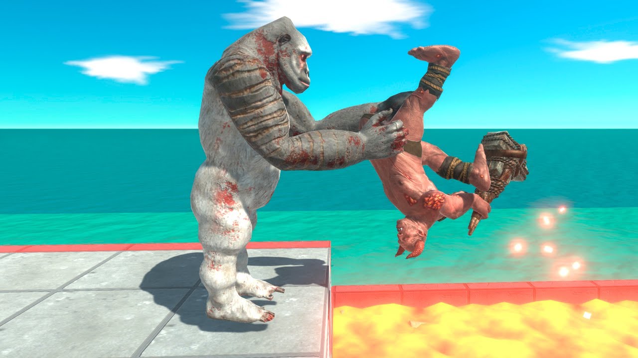 Old Goro Pushes Units into the Lava Trap - Animal Revolt Battle Simulator