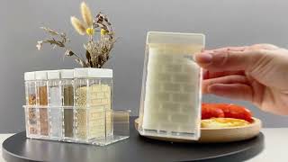 JANKOW 6-Pc Spice Set Shakers Plastic Dispensers White Containers