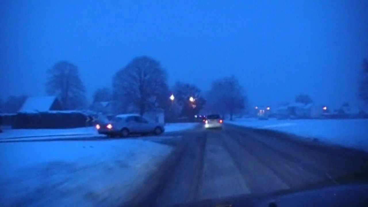 Driving In Snow Along Poolbrook Road (B4208), Malvern, Worcestershire, England 18th February 2010