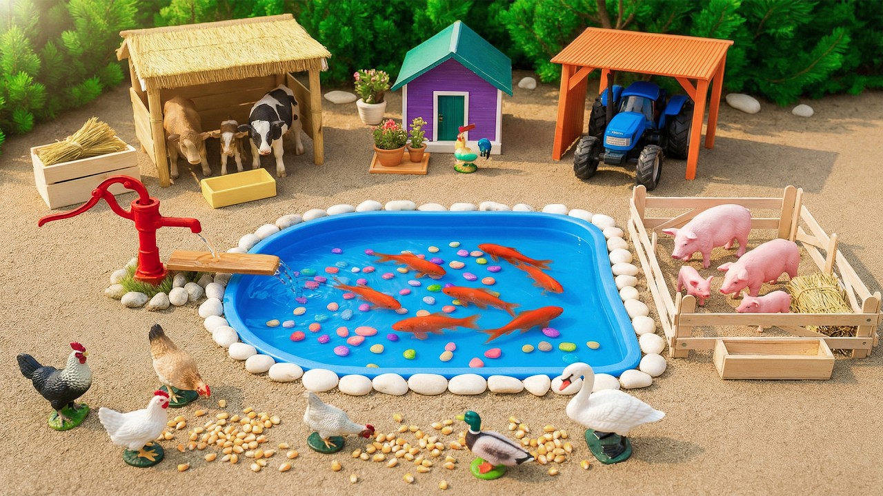 Creative Rainy Farm Diorama 🌧💦 | Cozy Rainy Countryside & Muddy Farm Road @BironFarmer