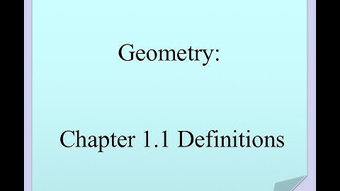 Geometry Chapter 1 1 Terms Video