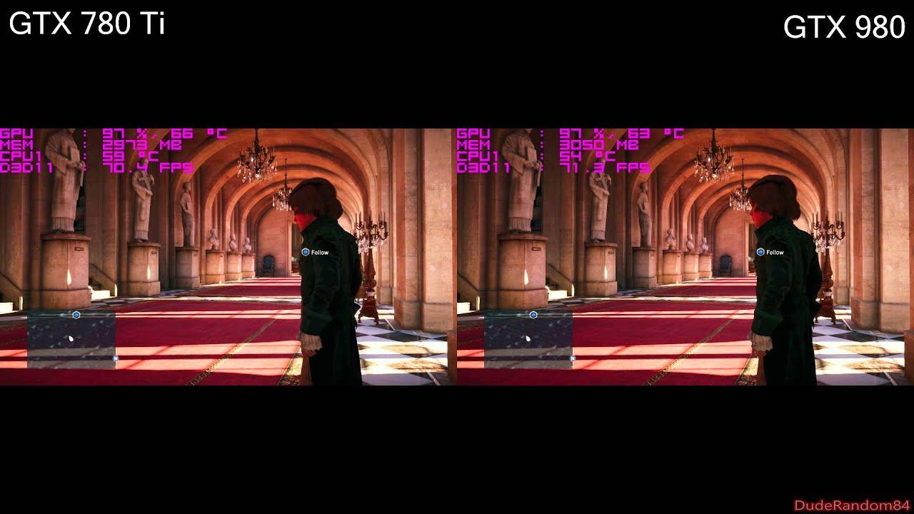 Assassin's Creed Unity GTX 980 Vs 780 Ti FPS Comparison