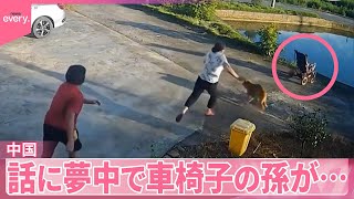 【中国】話に夢中で車椅子の孫が…進む先には“池”『世界のミダシ』