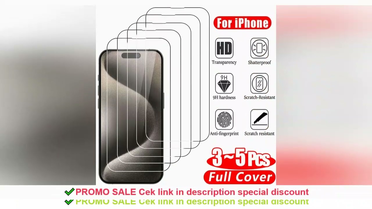 Clear Glass Film For iPhone 15 16 17 Pro Max Screen Protector For iPhone 11 12 13 14 15 Pro Tempered