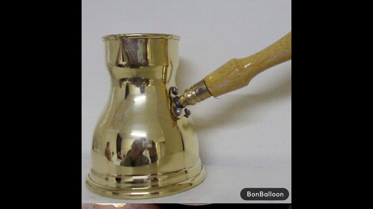 Brass Copper Pot With Wooden Handle Hand   bonballoon