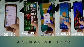 MIUI 12.5 Vs One UI 3.1 Vs HarmonyOS 2 Vs iOS 15 Vs Origin OS - Animation Test