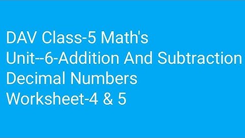 DAV Class- 5,Math