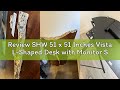 Review SHW 51 x 51 Inches Vista L-Shaped Desk with Monitor Stand and Drawer, 129.5 x 129.5 cm, Black