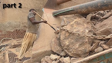 "Real Stone Crusher Power 💥 Giant Rocks Jammed in Hopper | Unstoppable Hammer Machine in Action 