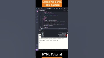HTML Tutorial - Lesson 50 HTML   Table Caption Part 5 #shorts #html  #coding #css #php  #html5