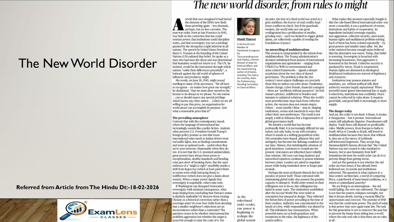 The New World Disorder.Current Affairs-The Hindu