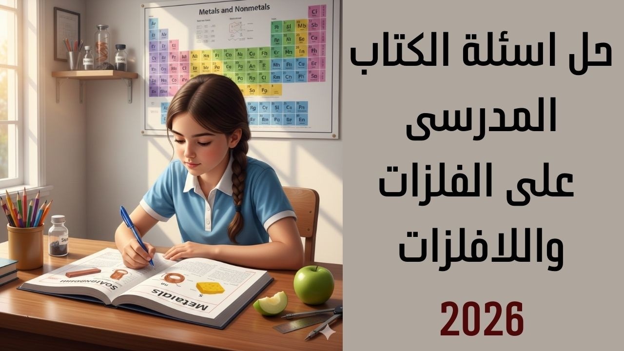 حل اسئلة الكتاب المدرسى على الفلزات واللافلزات للصف الاول الاعدادى الترم الثانى 2026