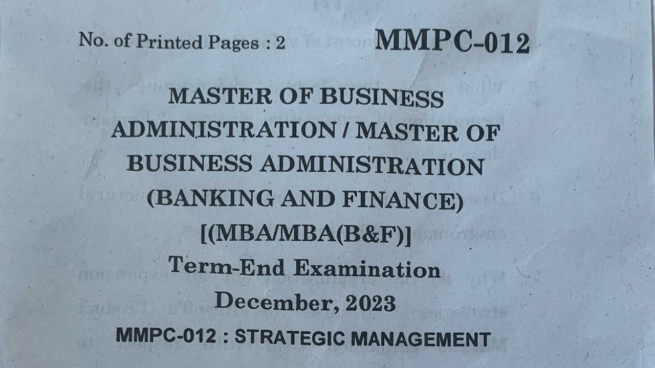 IGNOU MBA MMPC012 Question Paper Dec 2023