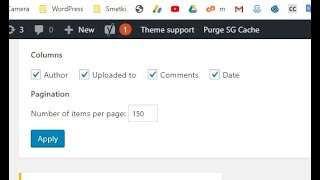 Number of Posts, Media Items, Pages per Page in WordPress Dashboard - Pagination