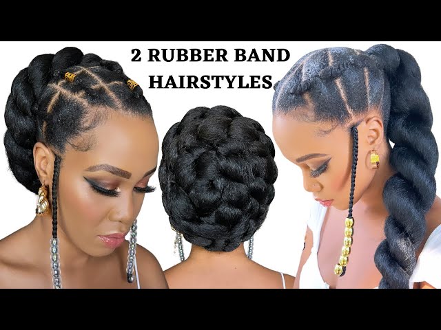 🔥3 QUICK & EASY RUBBER BAND HAIRSTYLES ON NATURAL HAIR / TUTORIALS /  Protective Style / Tupo1 