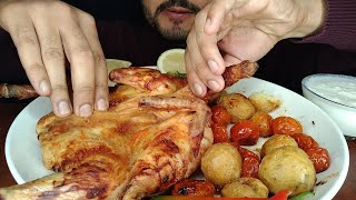اكل صينية البطاطا بالدجاج |موكبانغ| ASMR eating Chicken & roast potatoes