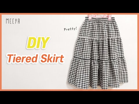 DIY Tiered Skirt Without Pattern|패턴없이 주름치마 만들기| Ruffled skirt tutoria|옷 만들기| 고무줄|스커트| パターンなしでスカートを作)