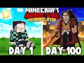 I survived 100 days minecraft demon slayer but the version updates