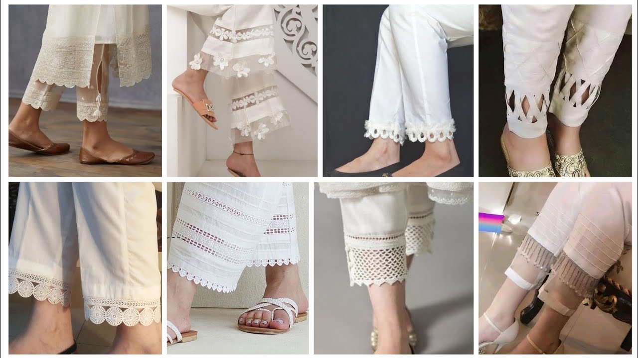 latest new design white bottom pants for women trendy plazo design